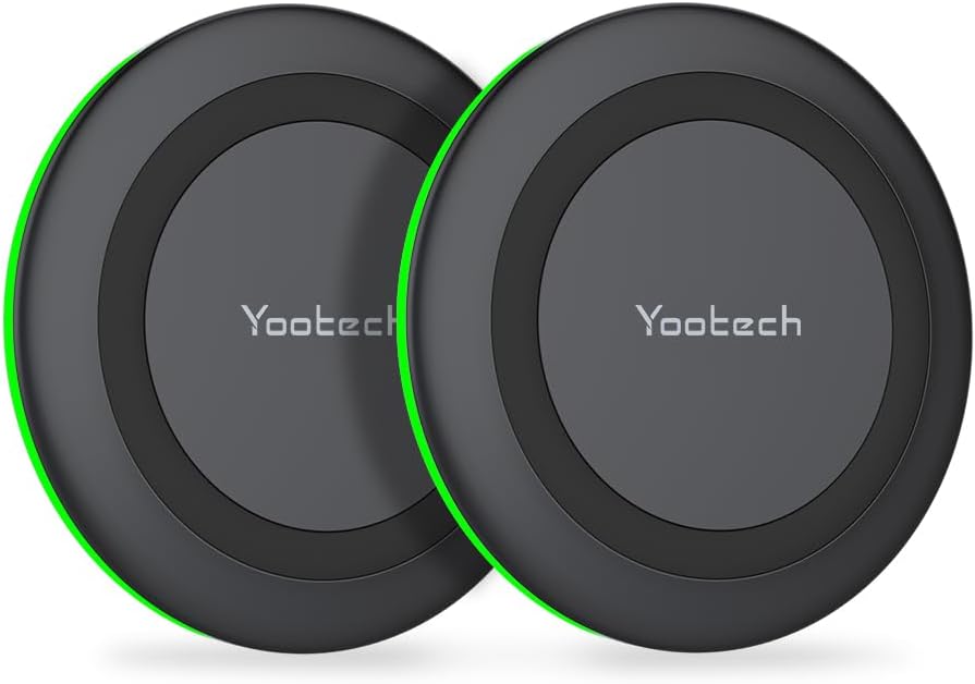 Yootech [2 Pack] Wireless Charger,10W Max Fast Wireless Charging Pad Compatible with iPhone 16e/16/16 Plus/16 Pro Max/15/14/13/SE 2022/12/11/X/8,Samsung Galaxy S23/S22,for AirPods Pro 2(No AC Adapter)