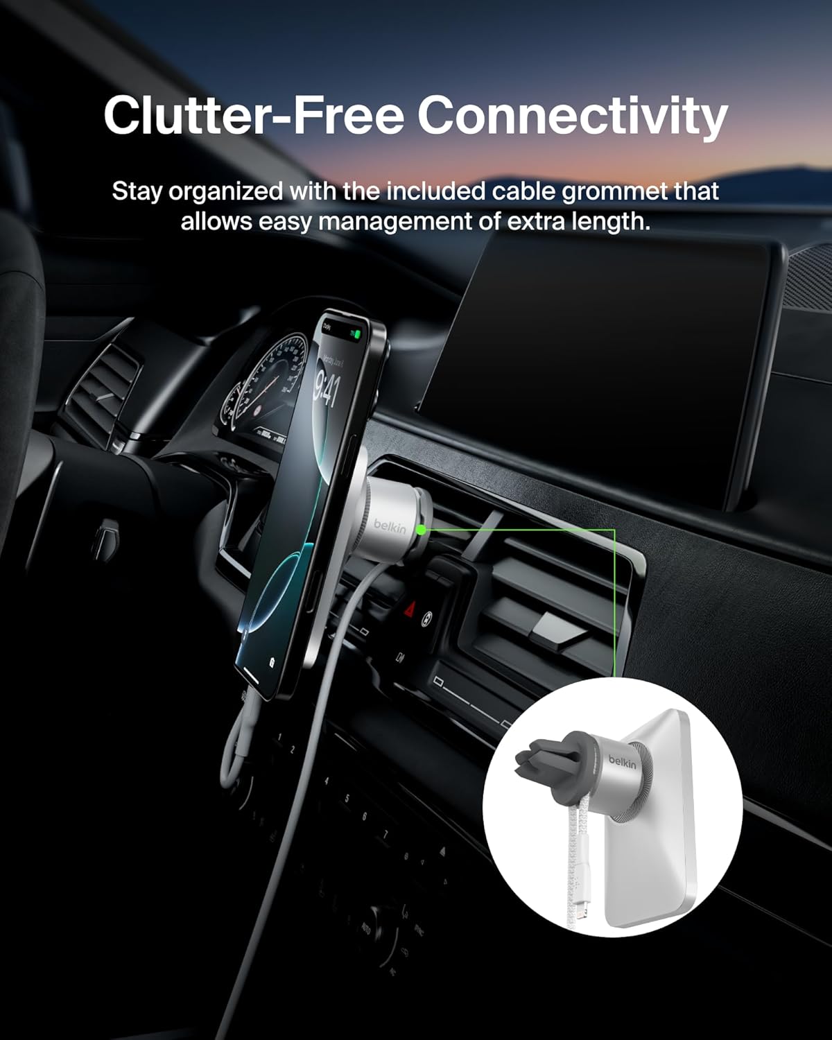 Belkin MagSafe Vent Mount Pro MagSafe iPhone Mount For Car - Silver